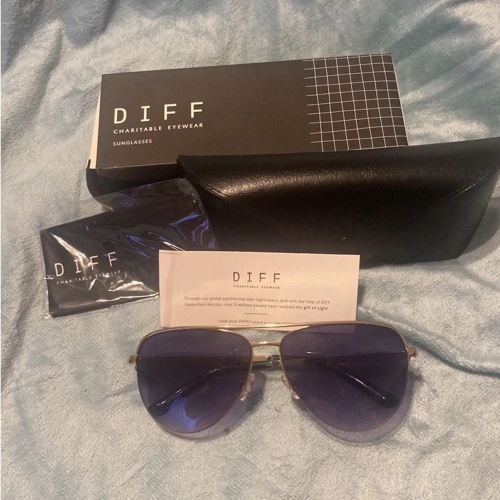 NWT Unisex DIFF EYEWEAR Sunglasses With Original Box, Glass Satin Cloth & Case - Picture 1 of 9